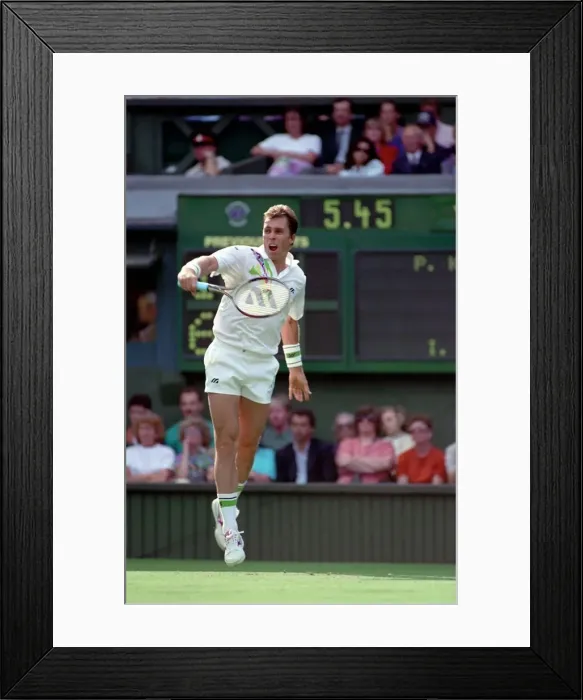Framed Print : All England Lawn Tennis Championships at Wimbledon. Ivan Lendl in action against Kuhnen Framed Print : All England Lawn Tennis Championships at Wimbledon. Ivan Lendl in action against Kuhnen