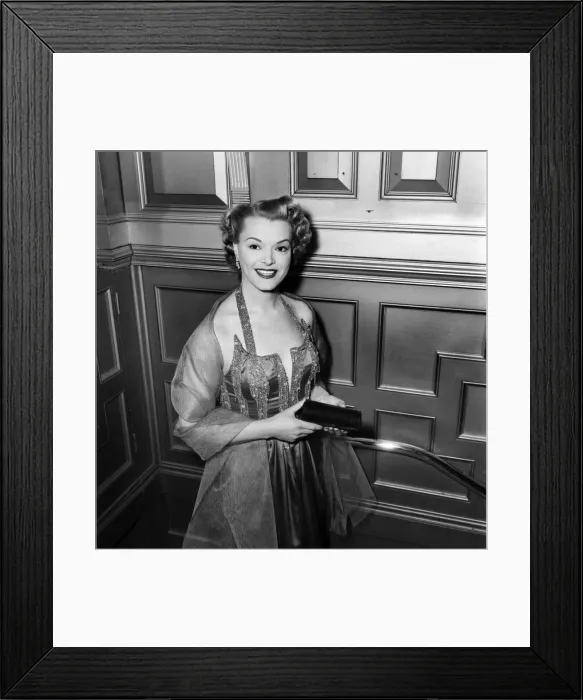 Framed Print : Miss Roberta Huby at the first night of High Spirits at the London Hippodrome. D2556 Framed Print : Miss Roberta Huby at the first night of High Spirits at the London Hippodrome. D2556