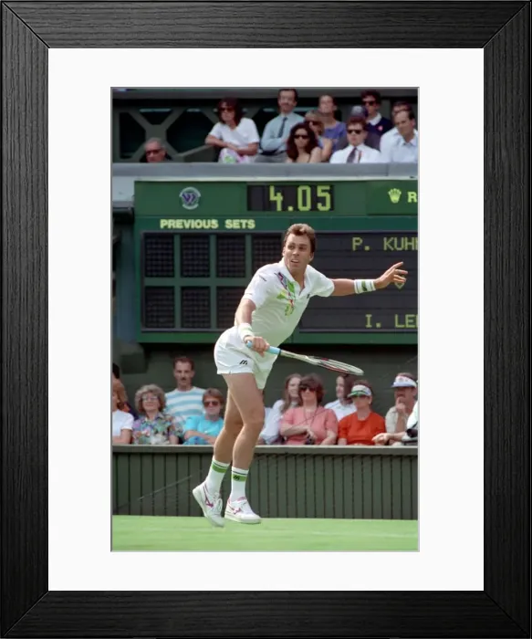 Framed Print : All England Lawn Tennis Championships at Wimbledon. Ivan Lendl in action against Kuhnen Framed Print : All England Lawn Tennis Championships at Wimbledon. Ivan Lendl in action against Kuhnen