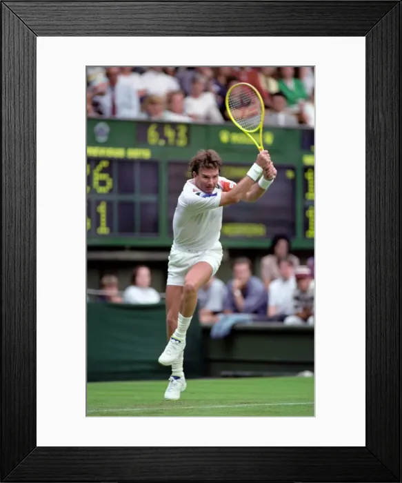 Framed Print : All England Lawn Tennis Championships at Wimbledon. Jimmy Connors in action during his Framed Print : All England Lawn Tennis Championships at Wimbledon. Jimmy Connors in action during his
