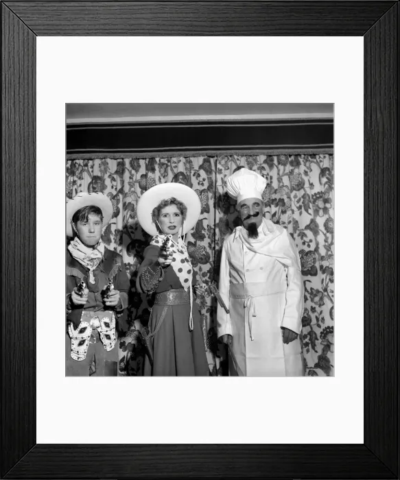 Framed Print : Fancy Dress - Sir Bernard and Lady Docker with Mrs. Royce Turner. January 1953 D23 Framed Print : Fancy Dress - Sir Bernard and Lady Docker with Mrs. Royce Turner. January 1953 D23