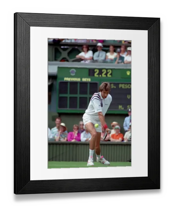 Framed Print : All England Lawn Tennis Championships at Wimbledon. Michael Stich in action during his Framed Print : All England Lawn Tennis Championships at Wimbledon. Michael Stich in action during his