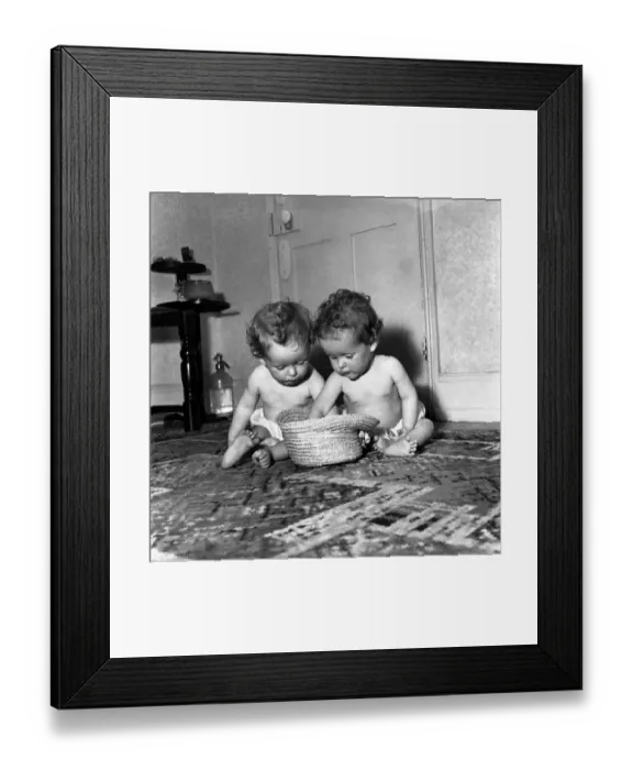 Framed Print : Babies Chirstopher and John Hutton seen have playing. April 1953 D1765-001 Framed Print : Babies Chirstopher and John Hutton seen have playing. April 1953 D1765-001
