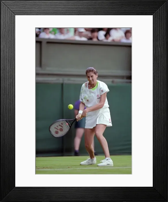 Framed Print : All England Lawn Tennis Championships at Wimbledon. Monica Seles in action during Framed Print : All England Lawn Tennis Championships at Wimbledon. Monica Seles in action during