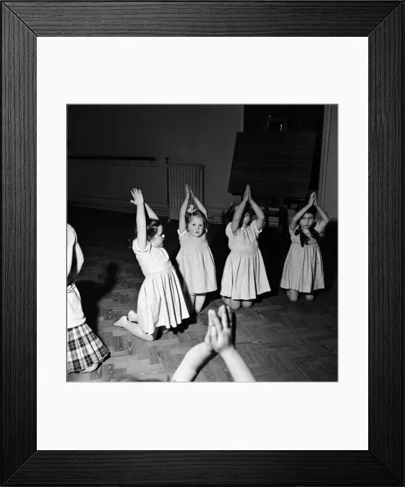 Framed Print : Infant schoolchildren playing during a dance and movement class. Feburary 1953 D715-005 Framed Print : Infant schoolchildren playing during a dance and movement class. Feburary 1953 D715-005