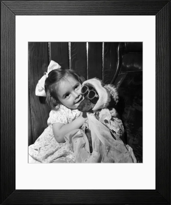 Framed Print : Animal : Children : Friendships a little girl (Carol Bolton) with her pet dog