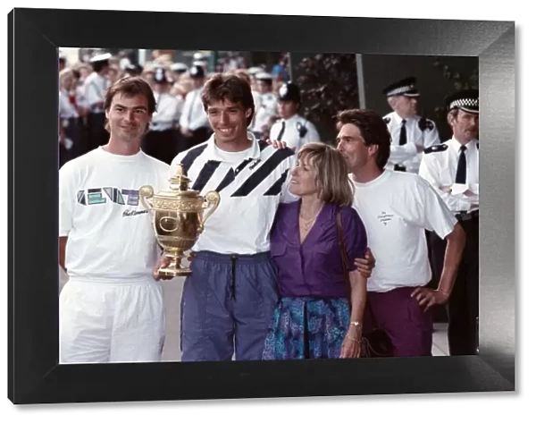 Wimbledon. Champion Michael Stich with Trophy and Family. July 1991 91-4302-299