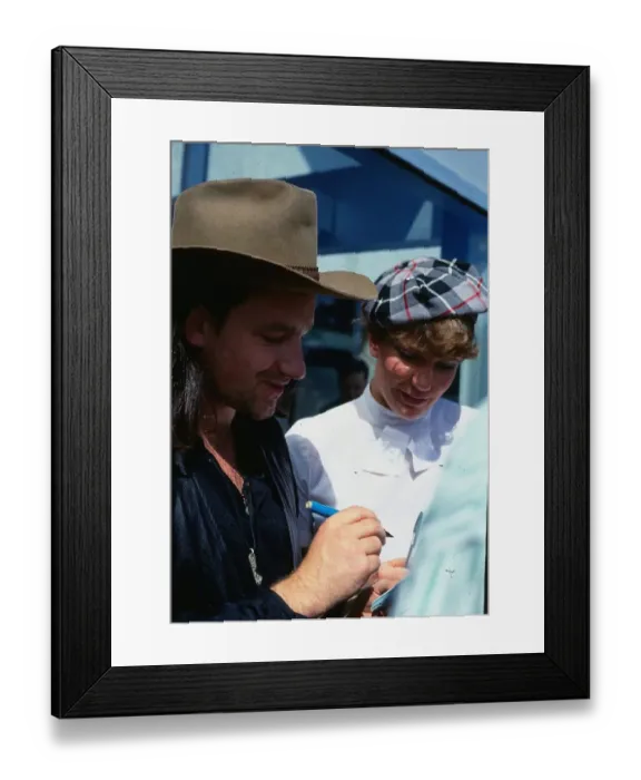 Framed Print : Bono, lead singer of Irish Rock group U2, pictured upon arrival in Glasgow