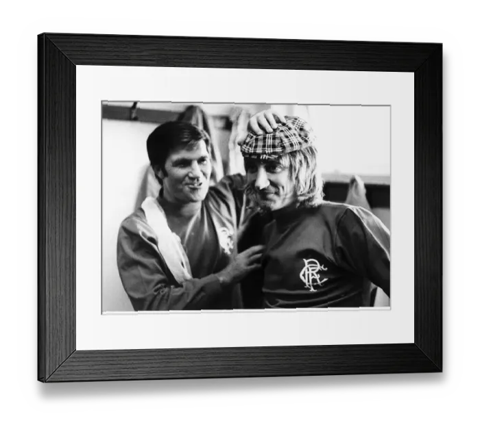 Framed Print : Rod Stewart Rock Singer with Bertie Auld