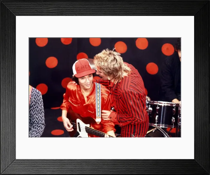 Framed Print : Rod Stewart and his band during rehearsals for his 1980 European tour Framed Print : Rod Stewart and his band during rehearsals for his 1980 European tour