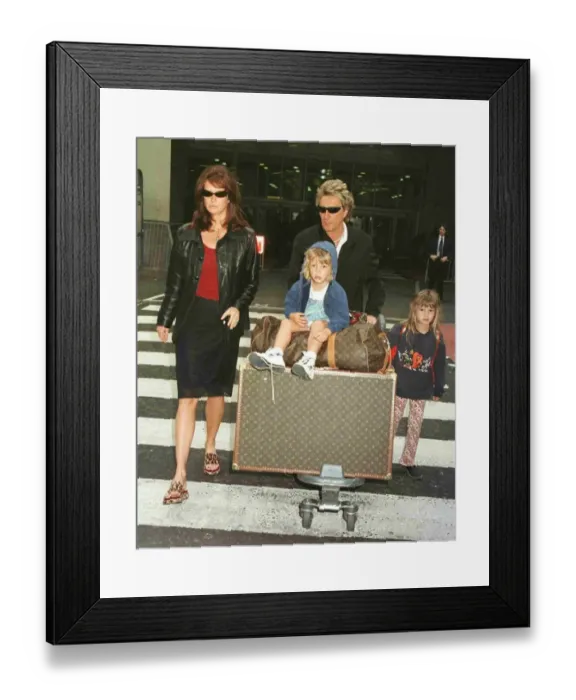 Framed Print : Rod Stewart with wife Rachel March 1998 and children Rene Framed Print : Rod Stewart with wife Rachel March 1998 and children Rene