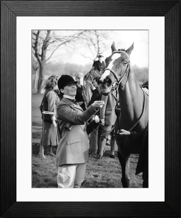 Framed Print : Duchess of York before mounting the horse Aldaniti winner of the 1981 Grand National to Framed Print : Duchess of York before mounting the horse Aldaniti winner of the 1981 Grand National to