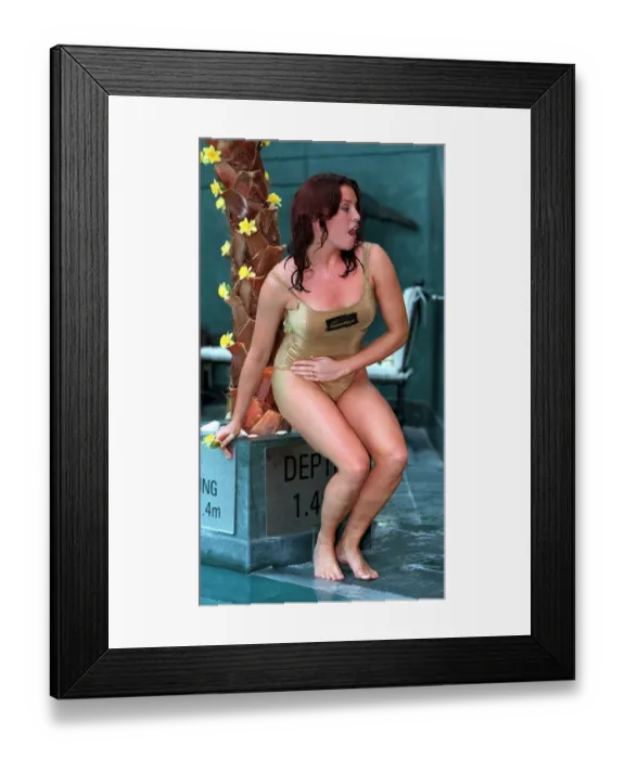 Framed Print : TINA HOBLEY ACTRESS NOVEMBER 1997 AT BT SWIMATHON IN GOLD SWIMMING COSTUME Framed Print : TINA HOBLEY ACTRESS NOVEMBER 1997 AT BT SWIMATHON IN GOLD SWIMMING COSTUME