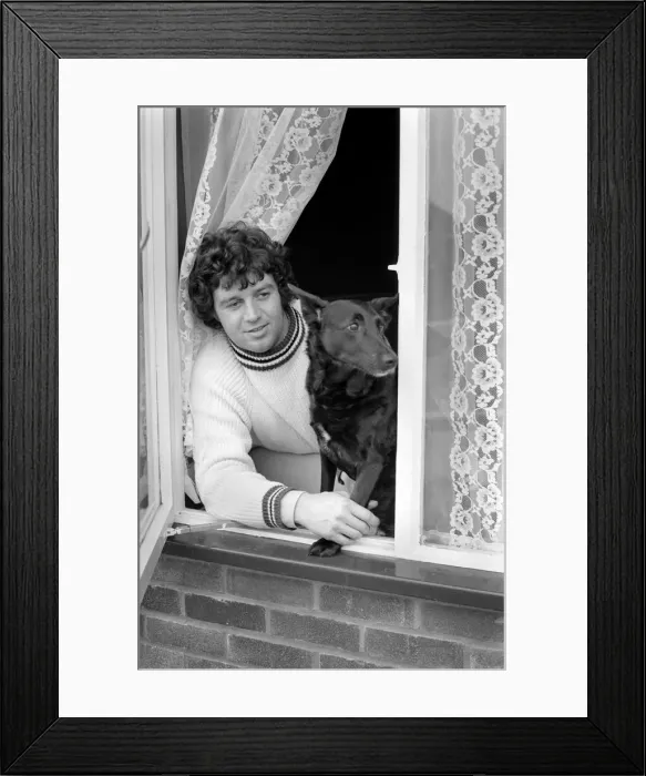 Framed Print : Alan Learmouth and Dog Dollar': Alan and iDollarI keep watch at the window for Framed Print : Alan Learmouth and Dog Dollar': Alan and iDollarI keep watch at the window for