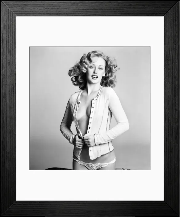 Framed Print : Glamour model posing in the studio January 1975 75-00446 Framed Print : Glamour model posing in the studio January 1975 75-00446