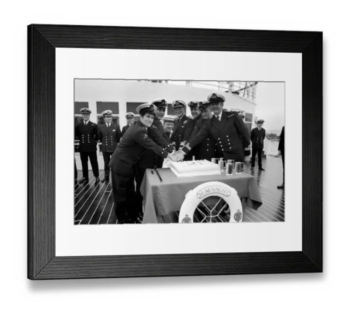 Framed Print : The crew of the Royal Yacht Britannia celebrate the crafts 21st Birthday