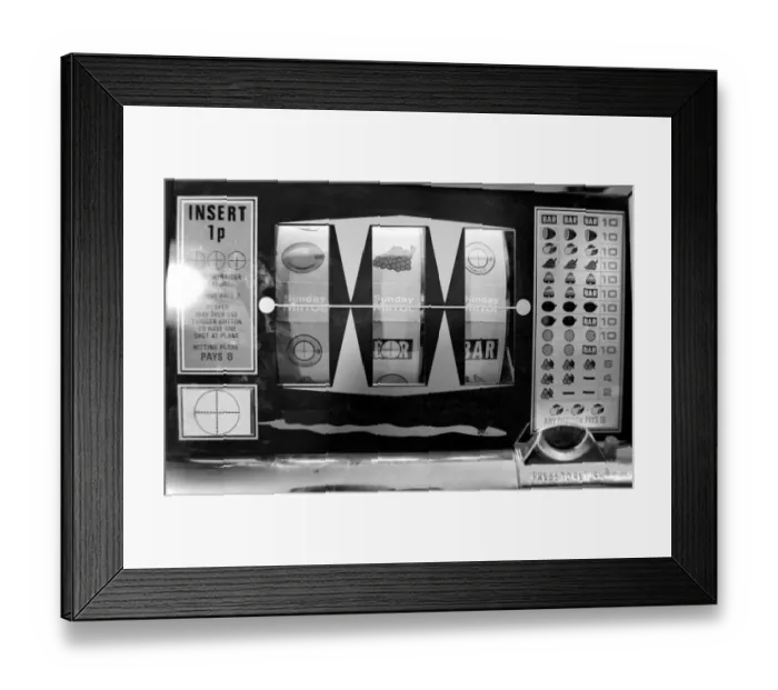 Framed Print : Fruit machines / Arcades / Amusements / Gambling. January 1975 75-00158-007 Framed Print : Fruit machines / Arcades / Amusements / Gambling. January 1975 75-00158-007