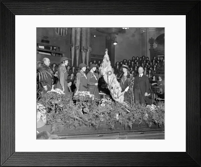 Framed Print : Girl Guides of the 13th Camberwell group seen here being presented with the Princess Mary Framed Print : Girl Guides of the 13th Camberwell group seen here being presented with the Princess Mary