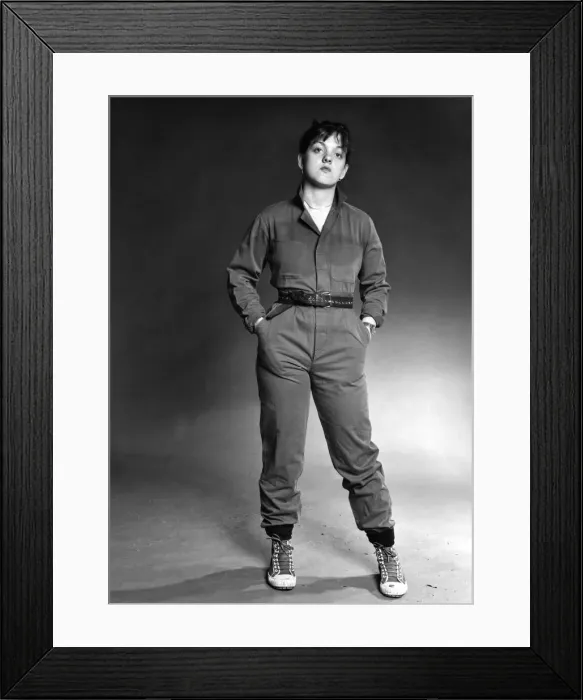 Framed Print : Fierce MS... A liberation artiste in battle dress. July 1981 P006585 Framed Print : Fierce MS... A liberation artiste in battle dress. July 1981 P006585
