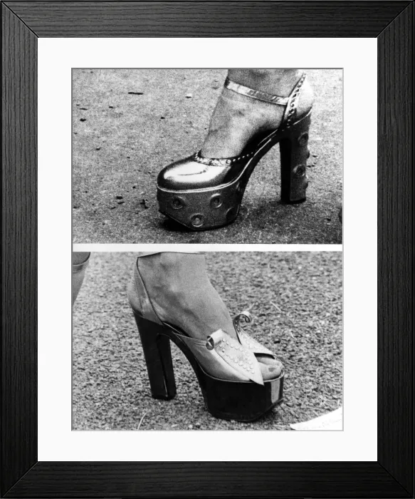 Framed Print : High fashion shoes at the Royal Ascot race meeting. June 1973 P006564 Framed Print : High fashion shoes at the Royal Ascot race meeting. June 1973 P006564