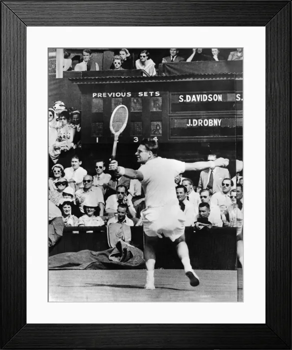 Framed Print : Jaroslar Drobny at Wimbledon. June 1953 P005961 Framed Print : Jaroslar Drobny at Wimbledon. June 1953 P005961