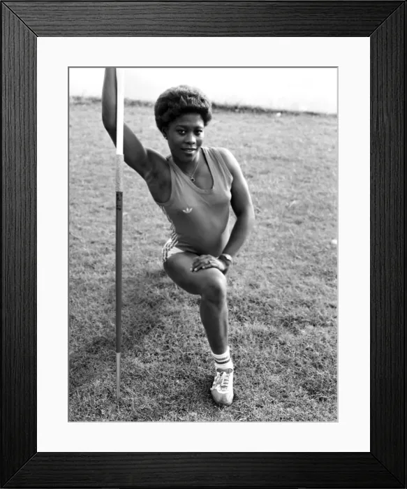 Framed Print : Olympic and Commonwealth Javelin thrower Tessa Sanderson of Wednesfield, Staffs Framed Print : Olympic and Commonwealth Javelin thrower Tessa Sanderson of Wednesfield, Staffs