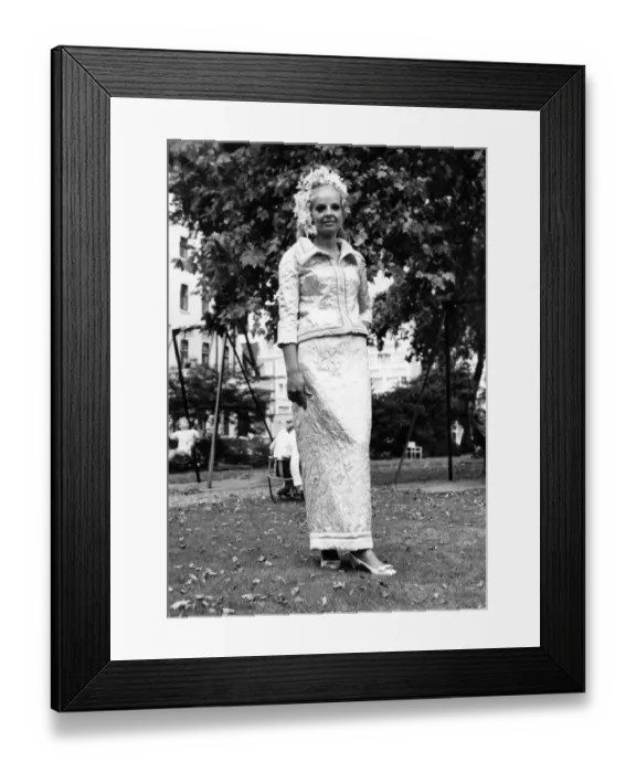 Framed Print : Pauls Hall wearing the full-evening skirted dress and jacket. September 1967 P006366
