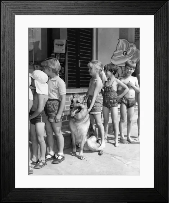 Framed Print : Ranger waits his turn with the children who have shared his secret for so long