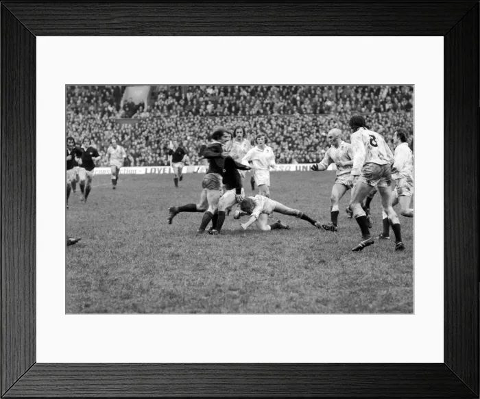 Framed Print : Action from the Triple Crown match between England (7) v. Scotland (6) at Twickenham