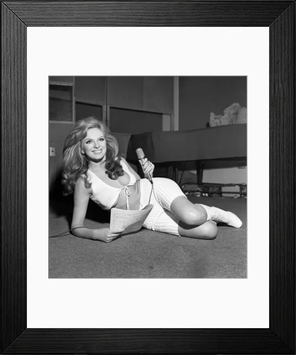Framed Print : Julie Ege records a John Lennon song. Julie Ege, the Norwegian film