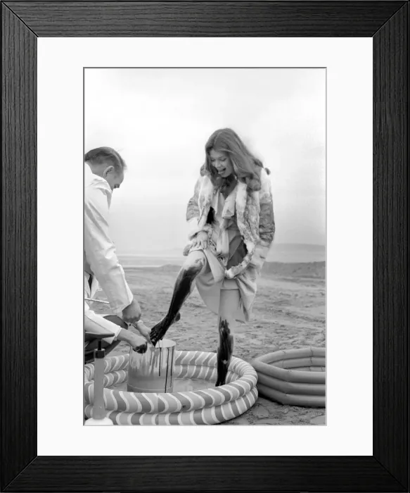 Framed Print : Glamour  /  Unusual  /  Humour: New detergent for removal of oil publicity stunt. Miss U. K