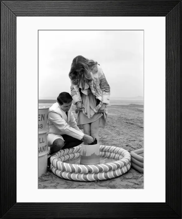 Framed Print : Glamour / Unusual / Humour: New detergent for removal of oil publicity stunt. Miss U. K Framed Print : Glamour / Unusual / Humour: New detergent for removal of oil publicity stunt. Miss U. K