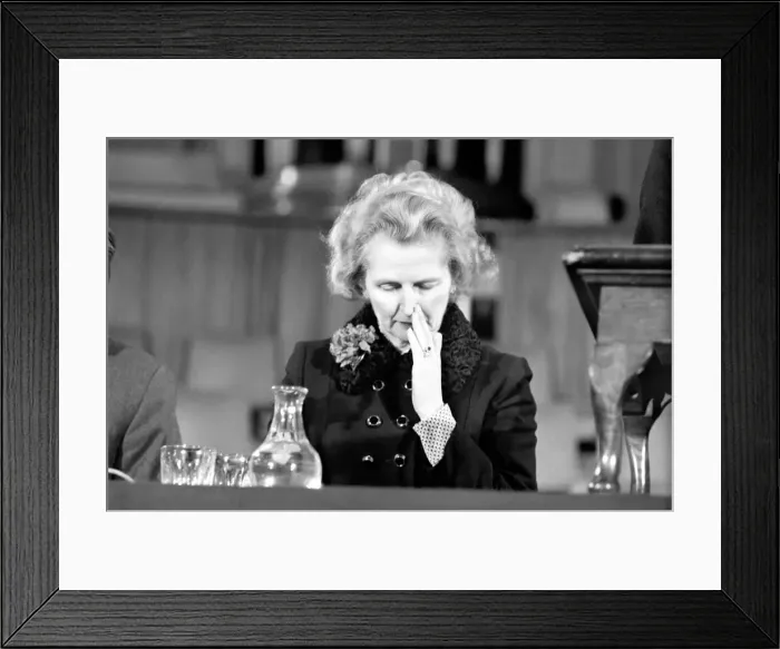 Framed Print : Mrs. Margaret Thatcher Talks to Tradesmen. February 1975 75-00933 Framed Print : Mrs. Margaret Thatcher Talks to Tradesmen. February 1975 75-00933