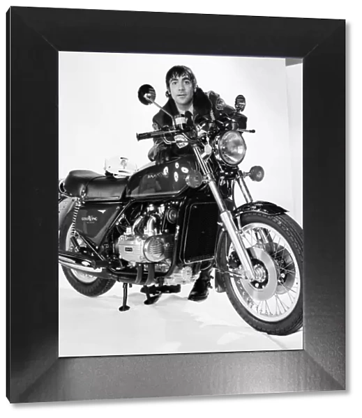 Keith Moon of the who pop group on a Honda Motorbike. January 1976 76-00053