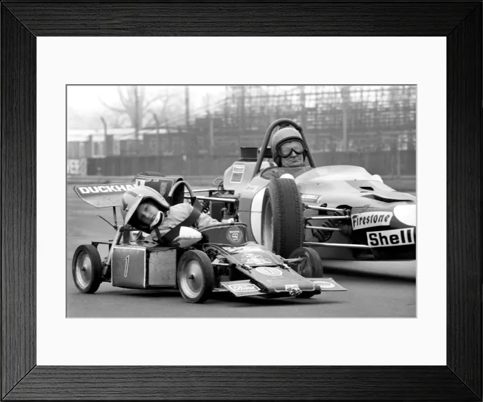 Framed Print : Angela four year old daughter of Ken James seen here at the wheel of her miniature petrol