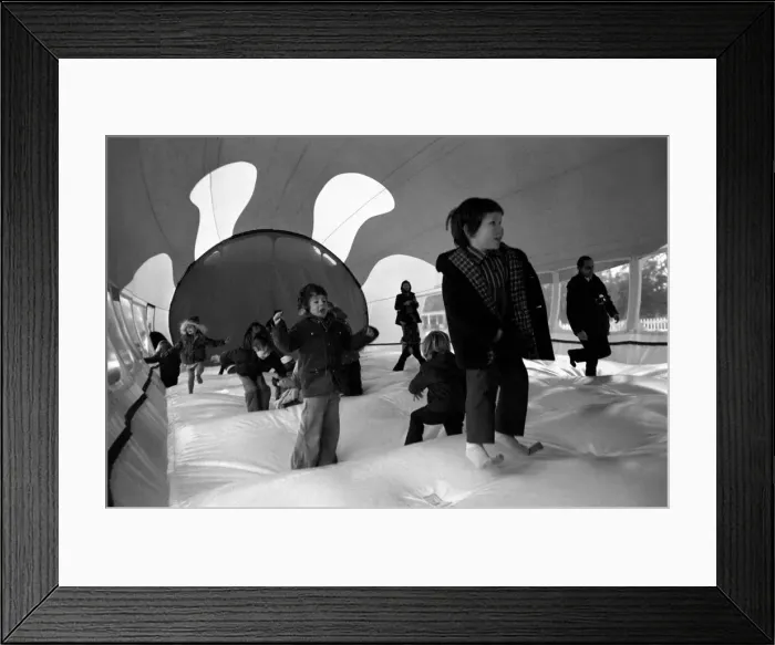 Framed Print : 100 Foot Balloon: Children leap about inside the Whale Balloon February 1975 75-00888 Framed Print : 100 Foot Balloon: Children leap about inside the Whale Balloon February 1975 75-00888