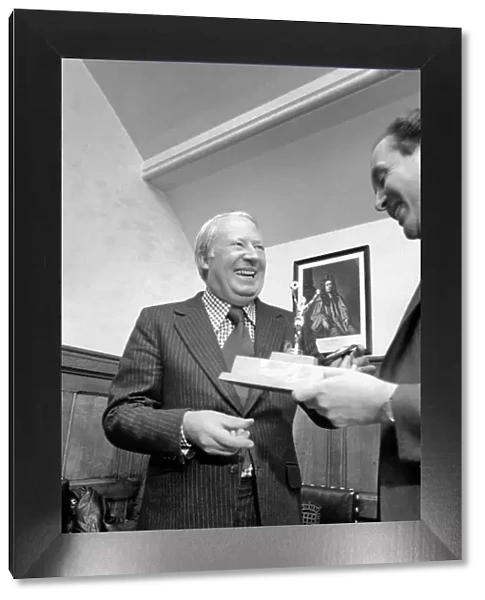 Former Conservative Leader Edward Heath seen here during a presentation to John Cawood