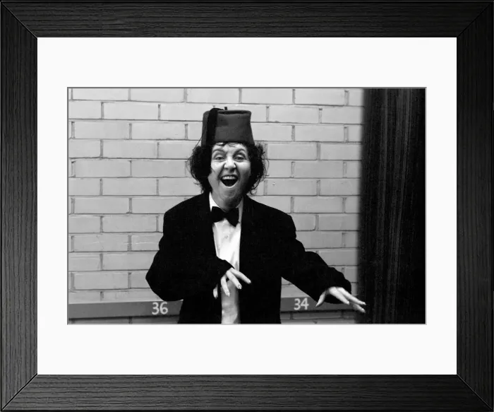 Framed Print : Lulu impersonating Tommy Cooper. January 1975 75-00588-003 Framed Print : Lulu impersonating Tommy Cooper. January 1975 75-00588-003