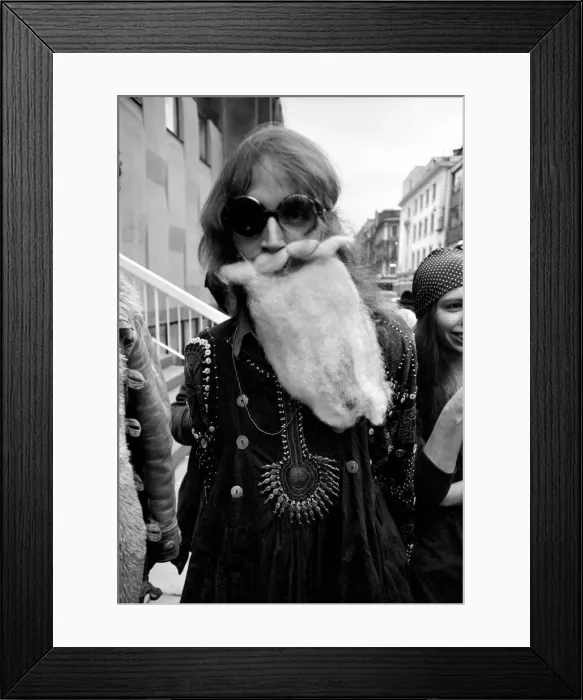 Framed Print : Hippy Nicholas Albery seen here outside the court house at Slough Framed Print : Hippy Nicholas Albery seen here outside the court house at Slough