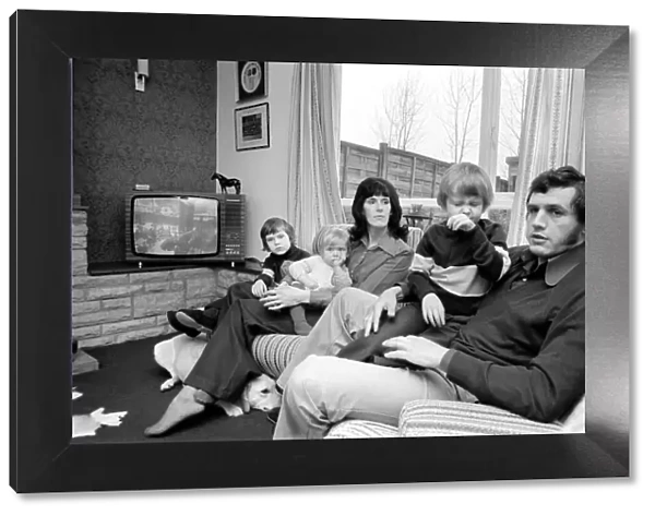 Gloucester prop Mike Burton with wife Pat and children. January 1975 75-00341