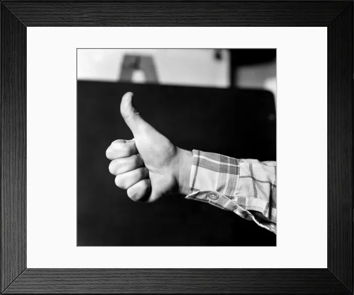 Framed Print : Thumbs up. Mans hand. January 1975 75-00146-002 Framed Print : Thumbs up. Mans hand. January 1975 75-00146-002