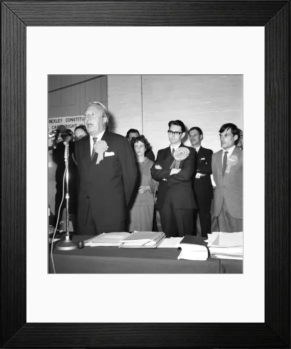 Framed Print : Tory leader Edward Heath, looking jubilant after a day of Election campaigning in his Framed Print : Tory leader Edward Heath, looking jubilant after a day of Election campaigning in his