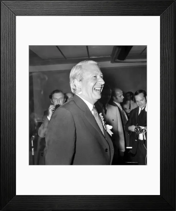 Framed Print : Edward Heath arrives at Tory H. Q. in Smith Square to the cheers of his supporters Framed Print : Edward Heath arrives at Tory H. Q. in Smith Square to the cheers of his supporters