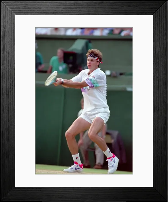 Framed Print : Wimbledon Tennis. Mens Semi Final. Boris Becker v. David Wheaton Framed Print : Wimbledon Tennis. Mens Semi Final. Boris Becker v. David Wheaton