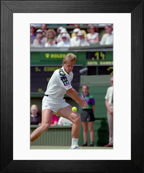 Framed Print : Wimbledon Tennis. Stefan Edberg v. Michael Stich. July 1991 91-4275-116