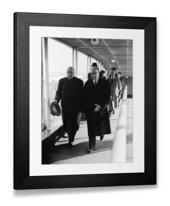 Framed Print : Suez Crisis 1956 The French Prime Minister Mr Guy Mollet arriving at London Airport