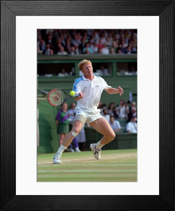Framed Print : Wimbledon Tennis. Mens Semi. Boris Becker v. David Wheaton. July 1991 91-4275-207