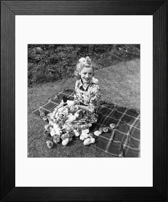 Framed Print : Actress Pat Dainton with Easter Chicks. April 1950 O23473-003 Framed Print : Actress Pat Dainton with Easter Chicks. April 1950 O23473-003