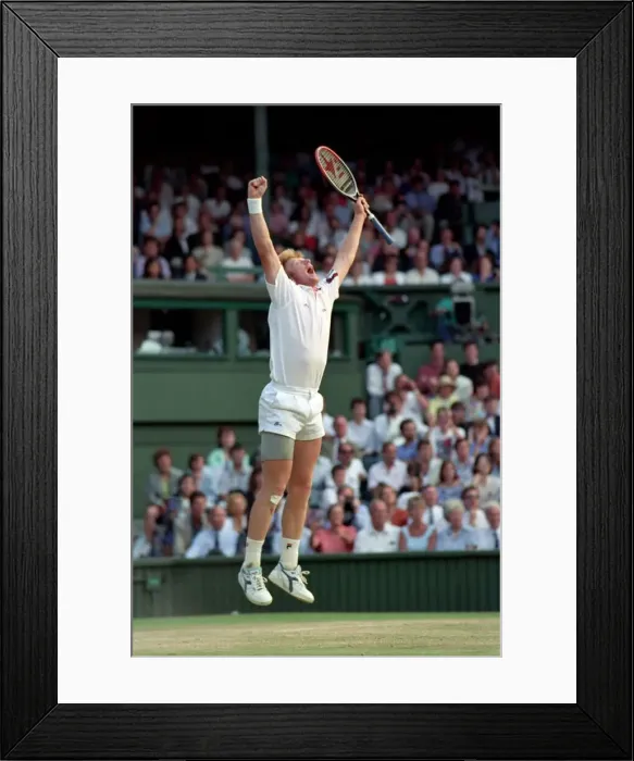 Framed Print : Wimbledon Tennis. Mens Semi Final. Boris Becker v. David Wheaton Framed Print : Wimbledon Tennis. Mens Semi Final. Boris Becker v. David Wheaton