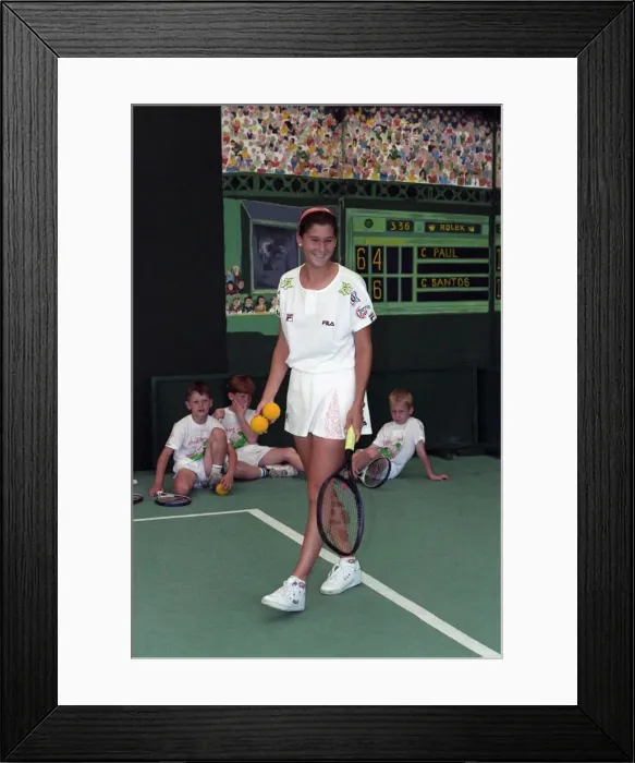 Framed Print : Wimbledon Tennis Championships June 1992 Monica Seles playiong Short Tennis with Framed Print : Wimbledon Tennis Championships June 1992 Monica Seles playiong Short Tennis with